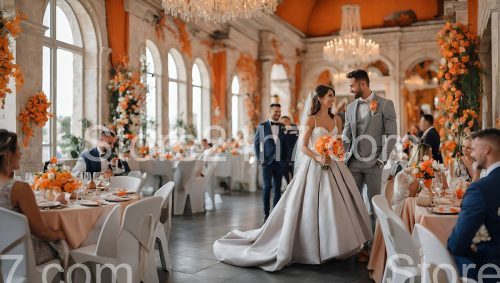 Orange Floral Theme Wedding Elegance