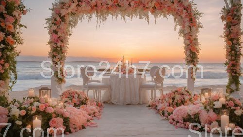 Sunset Beach Wedding Floral Arch