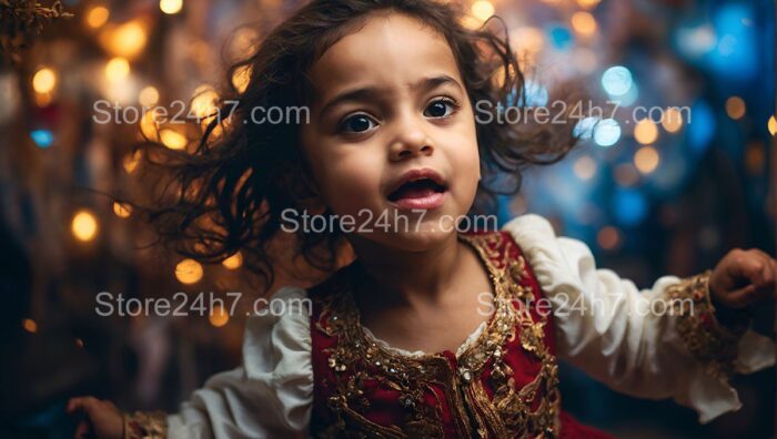 Enchanted Child in Festive Lights