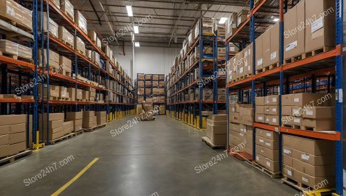 Modern Warehouse Interior Aisle Perspective