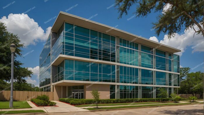 Reflective Glass Facade Office Structure