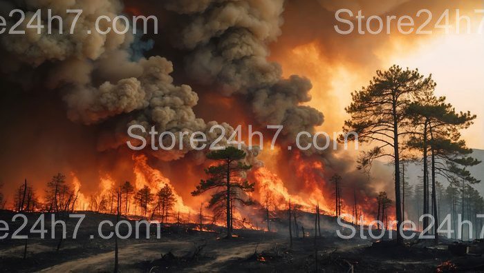 Blaze Engulfs Forest in Smoky Fury