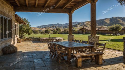 Outdoor Ranch Patio Mountainous Backdrop