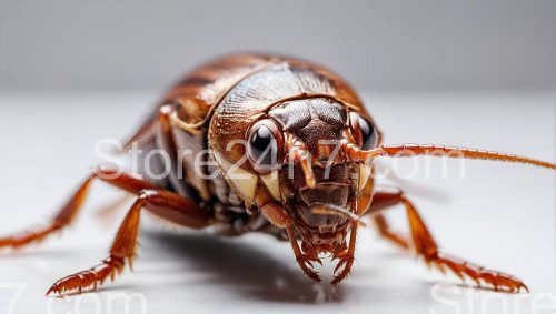 Close-Up Brown Cockroach on White