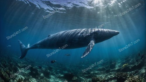 Underwater Sunrays Whale Serene Scene