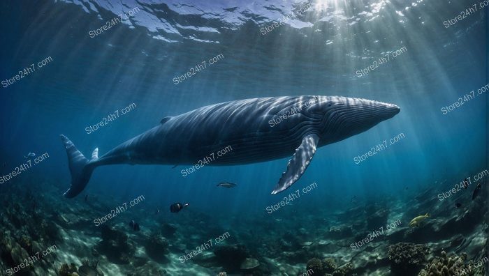 Underwater Sunrays Whale Serene Scene