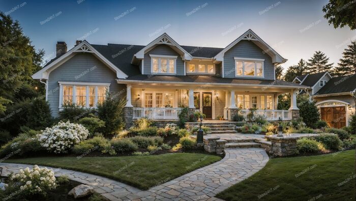 Elegant Twilight Suburban Home Display