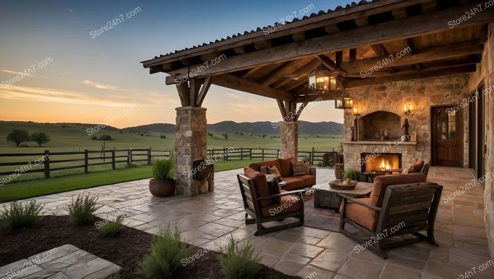 Elegant Ranch Patio Sunset Ambiance