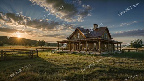 Golden Hour Rustic Ranch Panorama