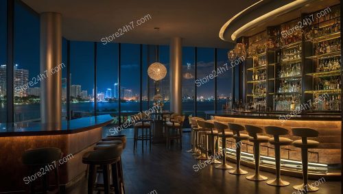 Luxurious Waterfront Bar Interior View