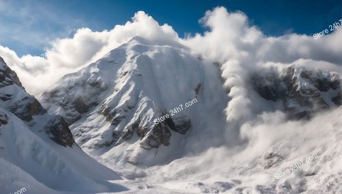 Mountain Summit Engulfed by Avalanche