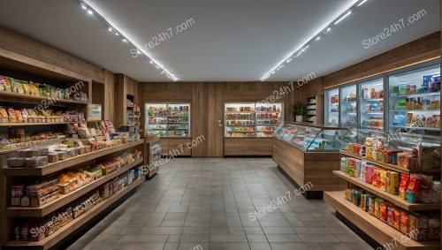 Warm Wooden Grocery Shop Interior
