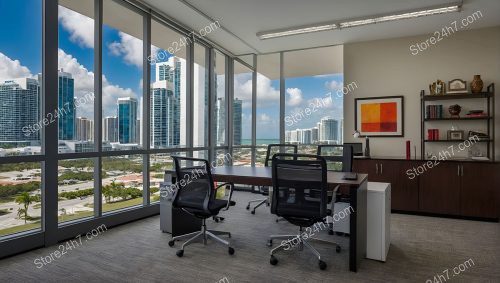 Contemporary Office with Skyline and Sea View