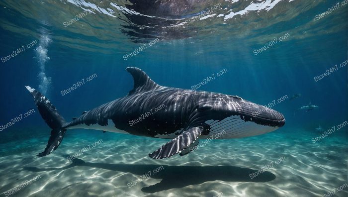 Serene Underwater Whale Sandy Seabed