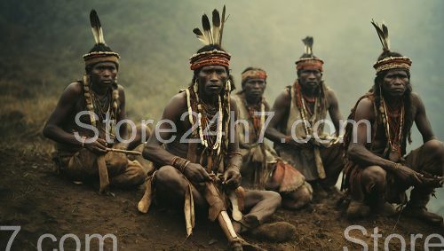 Ancient Tribal Gathering in Misty Wilderness