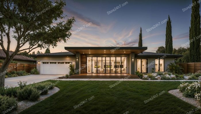 Elegant Modern Home Under Stunning Sunset Skies