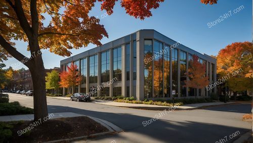 Modern Glass Office Autumn Canopy