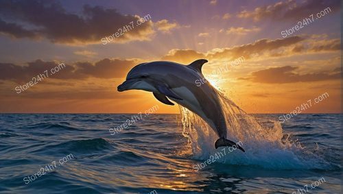 Dolphin Sunset Dance in Ocean Rays