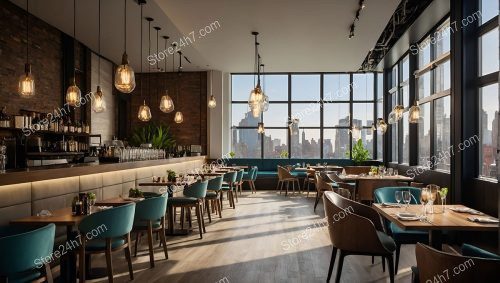 Urban Chic Restaurant with Cityscape View