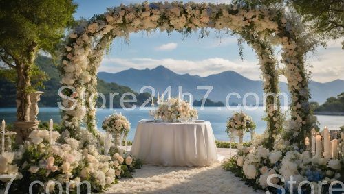 Sunset Lake Wedding Floral Arch