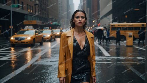 Fashion Model Yellow Trench Rain