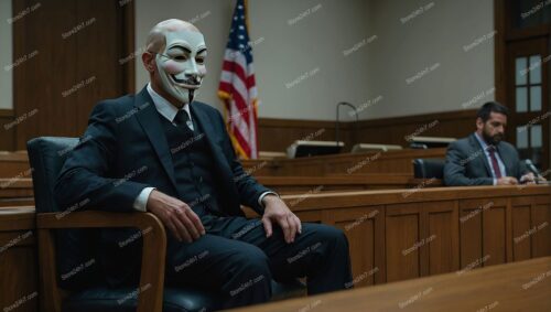 Guy Fawkes Masked Suspect in Court