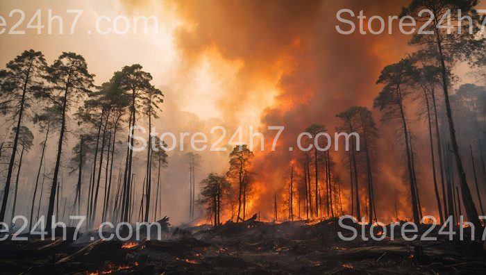 Forest Blaze Ignites Skyline Silhouette