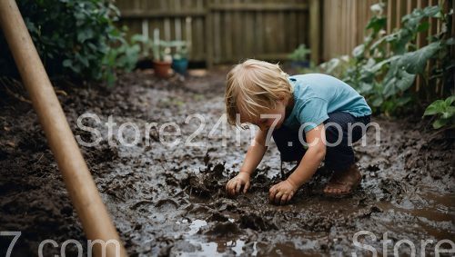 Childhood Exploration in Garden Mud