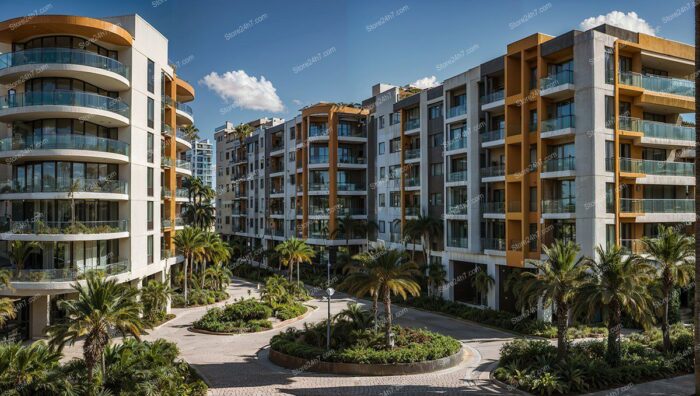 Sunlit Modern Condominiums Palm Courtyard