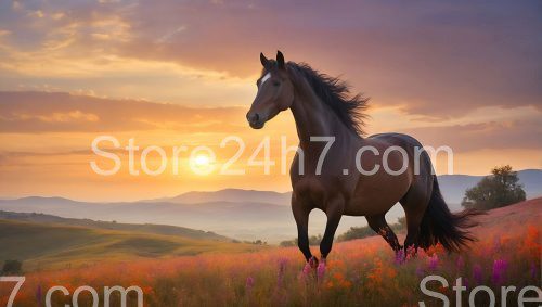 Majestic Horse at Sunrise Meadow