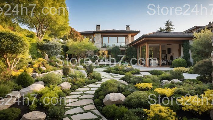 Sculpted Greenery Modern Home Landscape