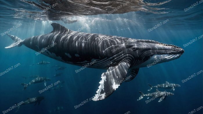 Whale Underwater Sunlight Dance Harmony