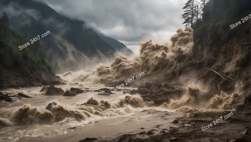 Mountain Mudflow's Dramatic Forest Descent