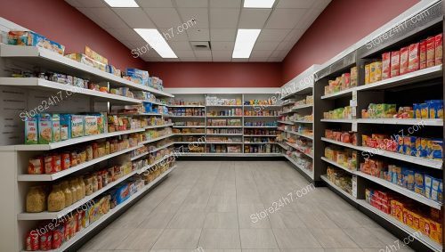 Spacious Supermarket Aisle Interior View
