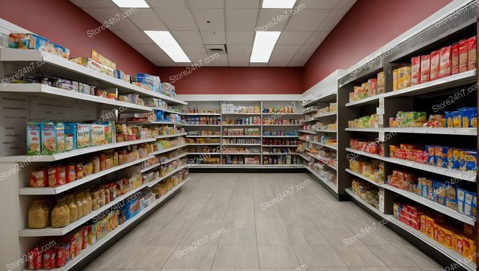 Spacious Supermarket Aisle Interior View