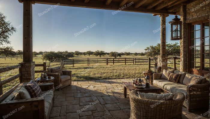 Elegant Ranch Porch: Peaceful Countryside View