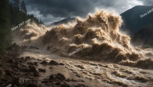 Thunderous Mudflow Engulfs Mountain Valley