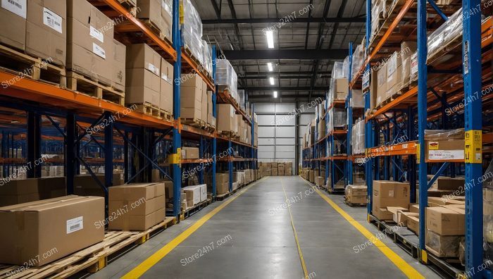 Modern Fully Stocked Warehouse Aisle