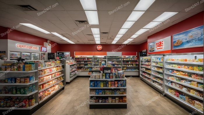 Bright Clean Supermarket Interior Display