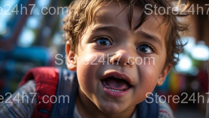 Vivid Close-up of Startled Child