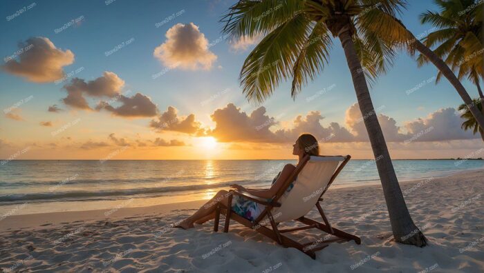 Sunset Beach Relaxation Palm Silhouette