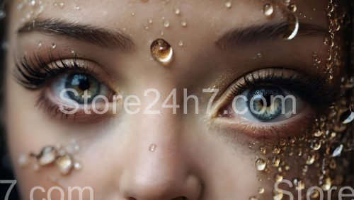 Captivating Eyes Glittering Golden Droplets