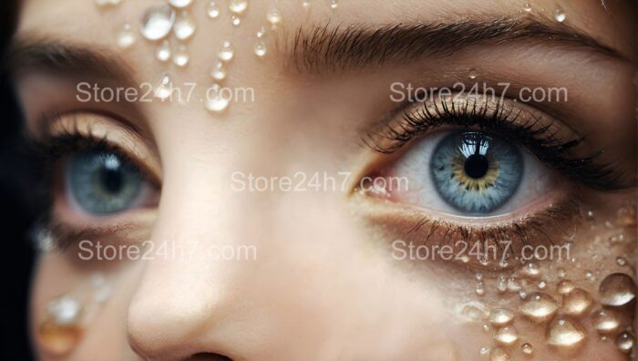 Ethereal Eye Water Droplets Portrait