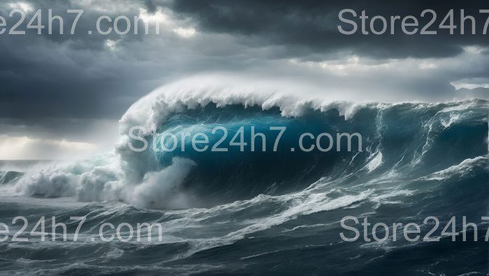 Sweeping Ocean Wave Under Storm