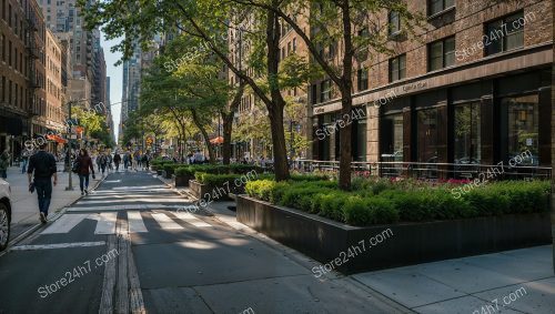 Manhattan Greenery Urban Street View