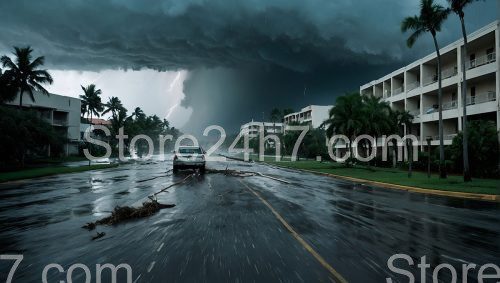 Storm's Wrath on Palm-Lined Street