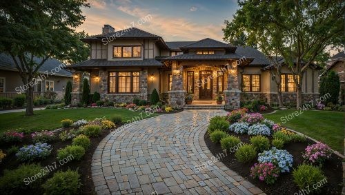 Elegant Stone Pathway Leading Home