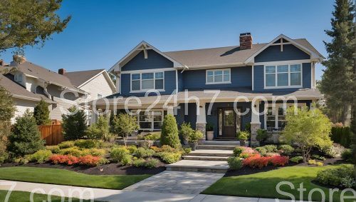 Charming Blue Craftsman House Landscaping