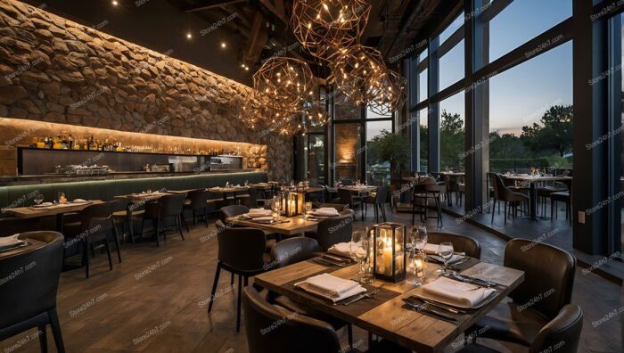 Rustic Elegance Restaurant Evening Glow