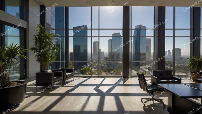 Urban Office Space with Skyline View